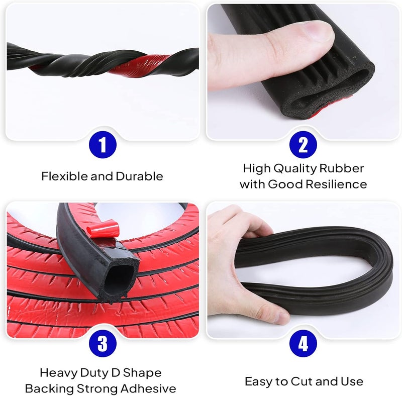 EdgeSeal D Shape Door Rubber Seal Strip,1" RV Slide Out Seal Self-Adhesive EPDM Rubber,Heavy Duty Automotive Weather Stripping for Fill Gaps,Apply to Car,Truck,RV,Boat and Home Application (12ft) - Image 4